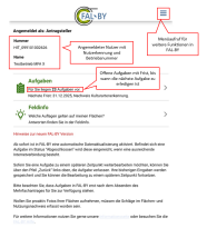 Auf dem Startbildschirm sind Informationen zum Nutzer und zu vorliegenden Aufgaben zu sehen.